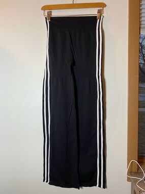 Black Track Pants with White Side Stripes